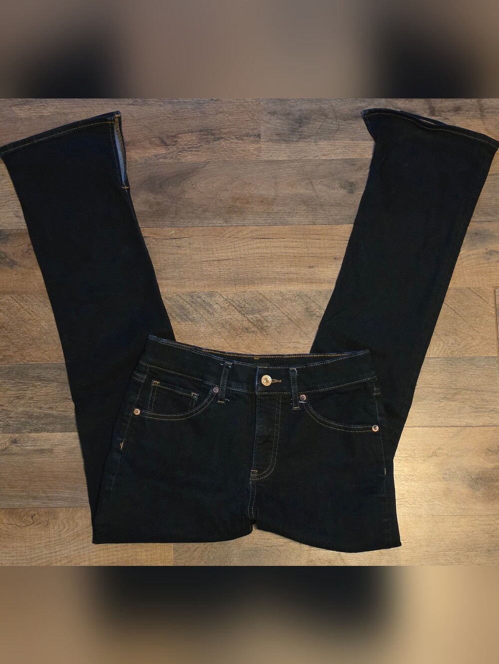 Express Skyscraper Mid Rise Side Slit Flare Jeans Dark Wash 4S
